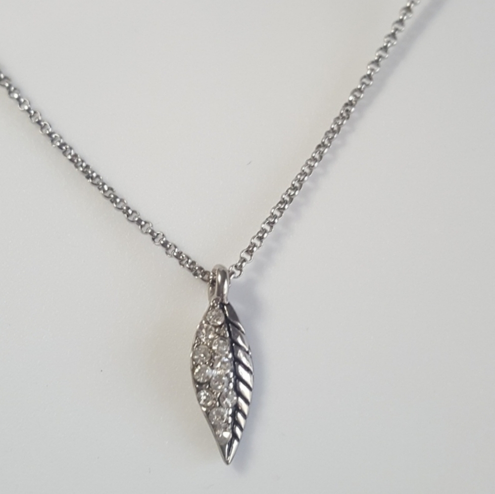 Lia Sophia Women's "Frond" 16-19" Pendant Necklace Crystals Rhodium Anti-Tarnish